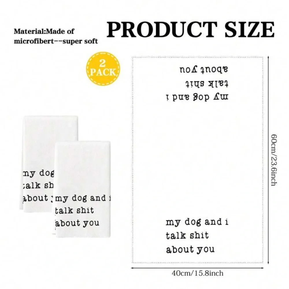 White Dog Lover's Humorous Towel Set 2 Pack